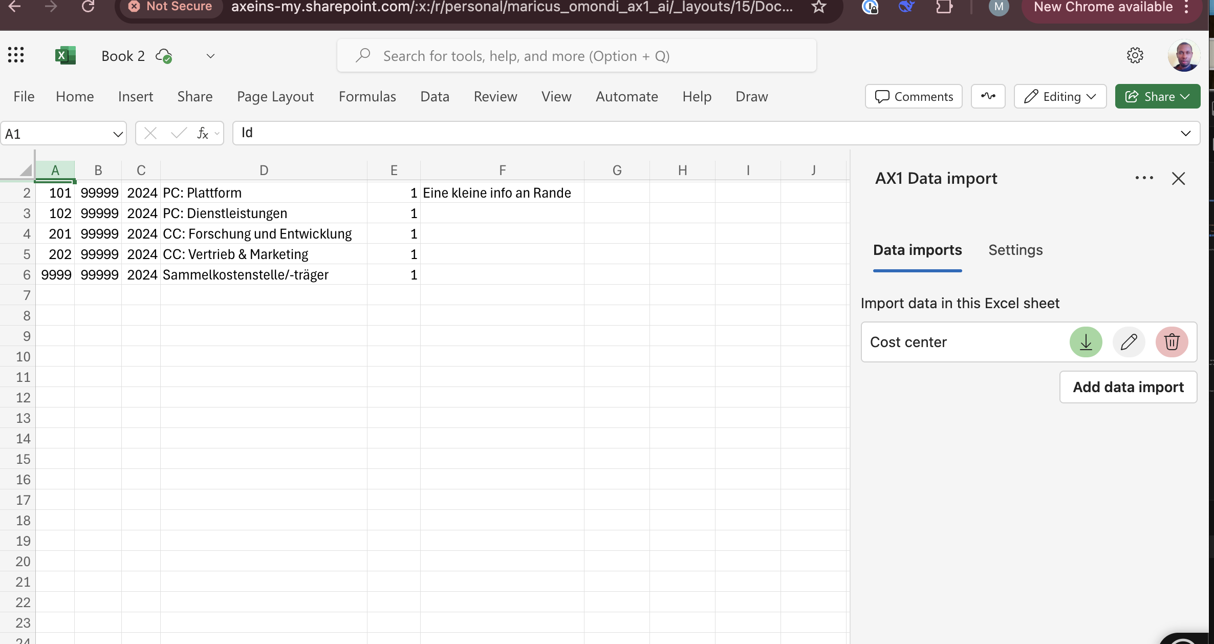 Data Import list